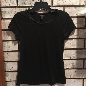 Banana Republic Black Top with Satin collar